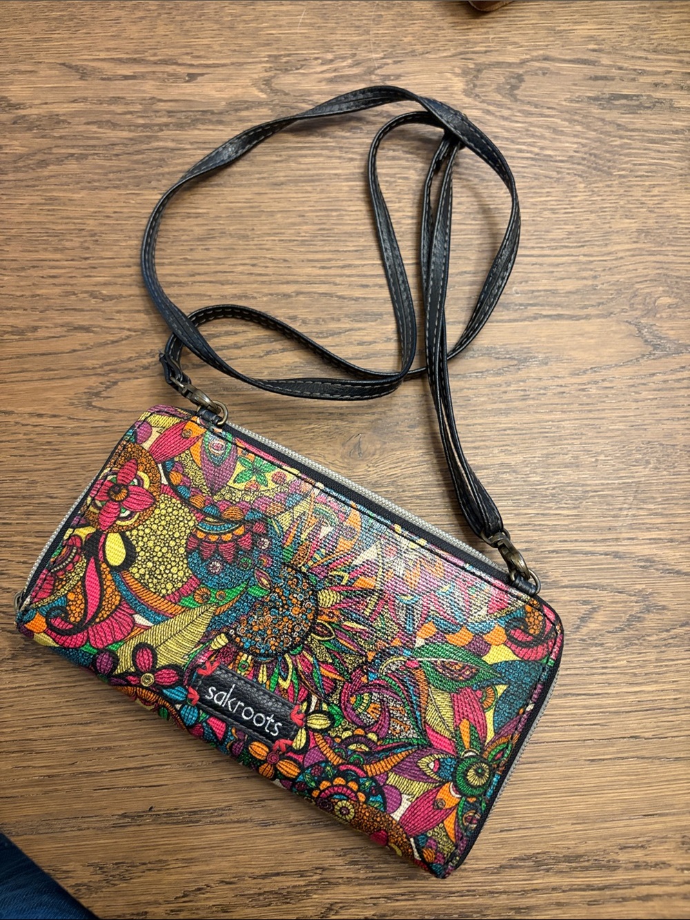 Sakroots Black-Strap Multicolor Floral Crossbody